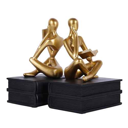 Abstract Resin Reader Bookends Set of 2