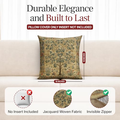 William Morris Woodpecker Left Tapestry Throw Pillow Cover