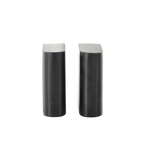 Marble Curved Rectangular Bookends with Gold Accents