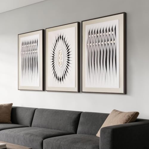 Large Framed 3D Textured Wall Art Set of 3