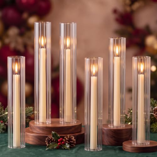 Ribbed Hurricane Glass Candle Holders