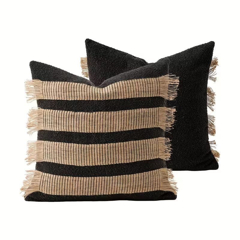 Handwoven Jute Cotton Striped Pillow Covers