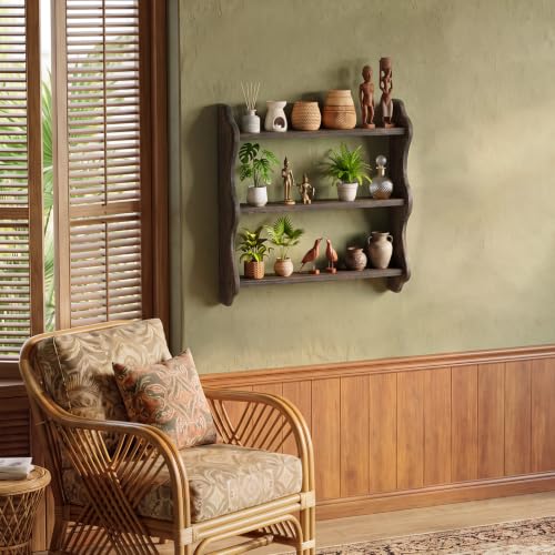 3 Tier Solid Wood Wall Shelf