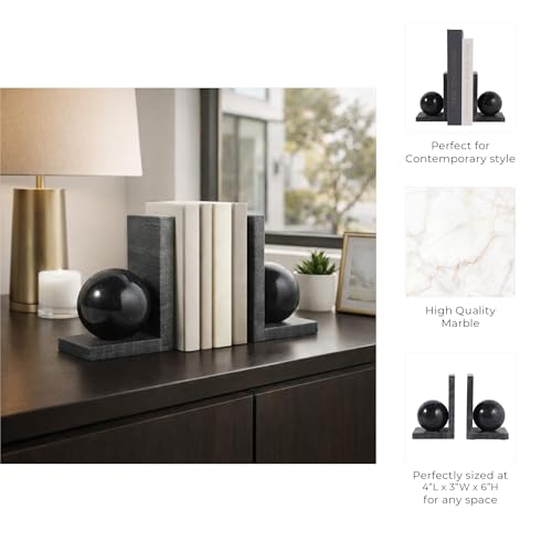 Stylish Orb Marble Book Ends for Home Decor Accent