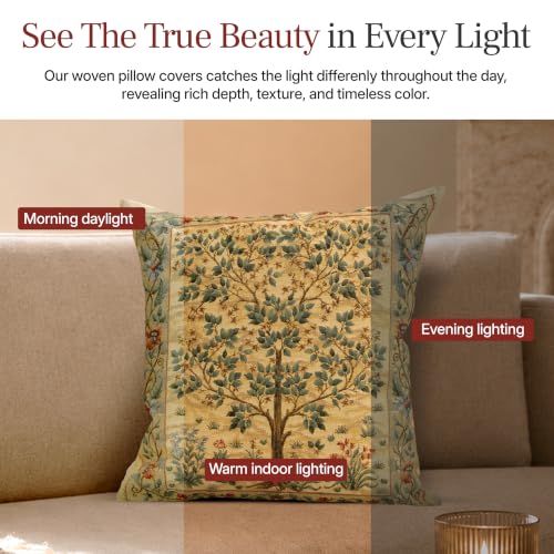 William Morris Woodpecker Left Tapestry Throw Pillow Cover