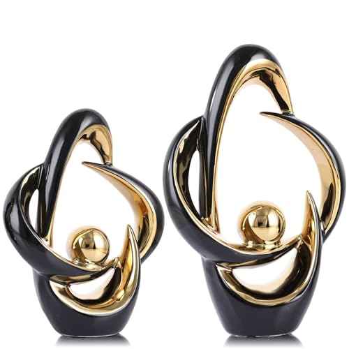 2PCS Home Decor Accent Ceramic Statue Abstract Sculptures Centerpieces Mid Century Modern Decor for Tables Coffee Table top Decorations for Living Room Desktop Shelf Dining Room Kitchen