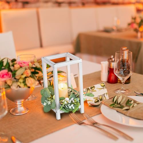 10 Pcs Wooden Wedding Lantern Centerpiece Candle Lantern Table Wooden Candle Holder Decorative for Wedding Party Table Valentine Decor