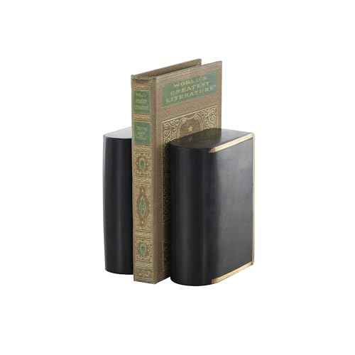 Marble Curved Rectangular Bookends with Gold Accents