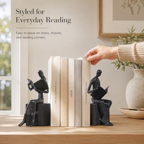 Iron Art Reading Couple Figures Bookends