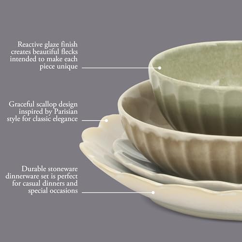 Reactive Glaze Service for 4 Plates and Bowls Dinnerware Set III
