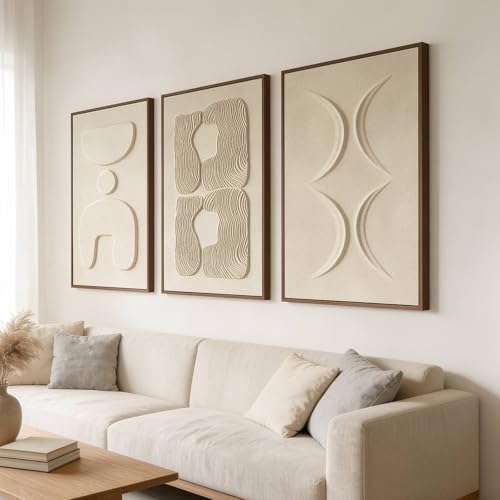 Large 3 Piece 3D Textured Wall Art for Living Room