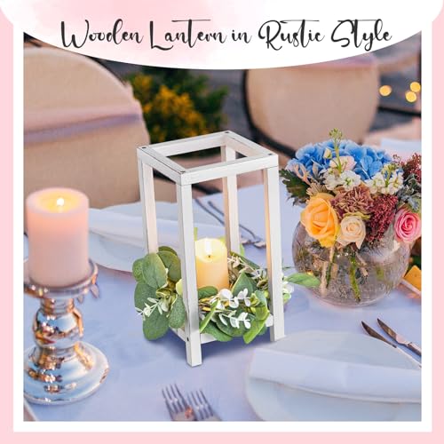10 Pcs Wooden Wedding Lantern Centerpiece Candle Lantern Table Wooden Candle Holder Decorative for Wedding Party Table Valentine Decor