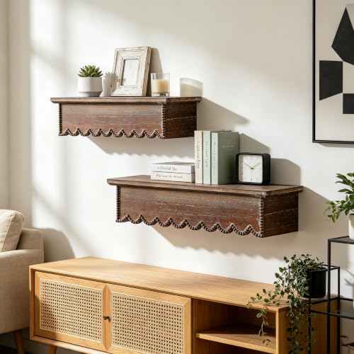 Wood Scalloped Wall Shelf