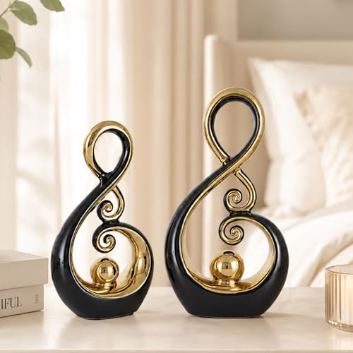 Decor Accent Ceramic Art Mid Century Modern White and Gold Decorations