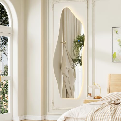 Full Length Mirror 63"x24" Irregular Wall Mirror Frameless for Living Room Bathroom Bedroom Entryway Decor