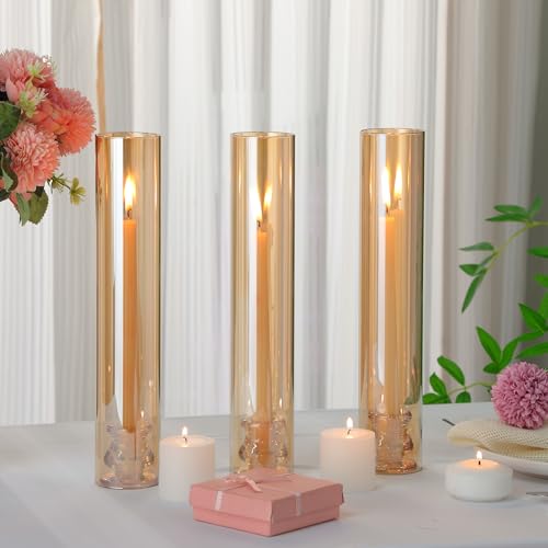Glass Hurricane Candle Holders Candlestick Bulk 12.6"