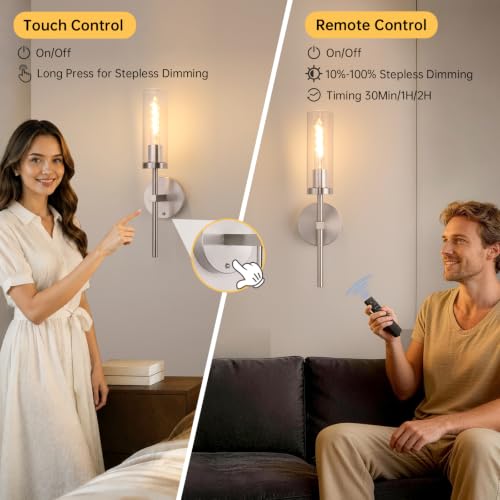 Battery Operated Wall Sconces Set of 2