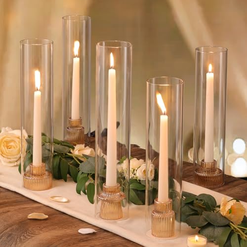 Hurricane Glass Candle Holders with Windproof Glass Tubes