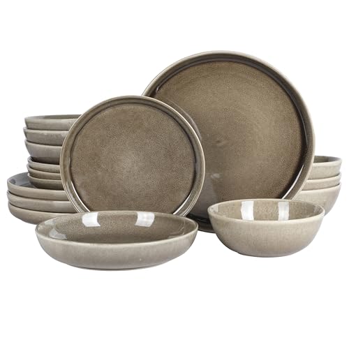 Reactive Glaze Service for 4 Plates and Bowls Dinnerware Set III
