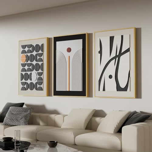 Large Framed 3D Textured Wall Art Set of 3