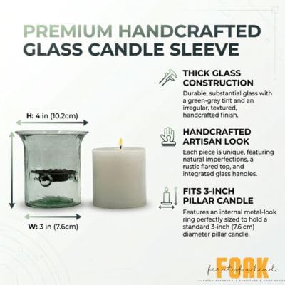 Glass Hurricane Pillar Candle Holder with Rustic Metal Insert
